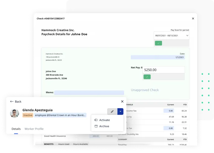 screenshot image of wholesale payroll product - representing making changes with ease on the product